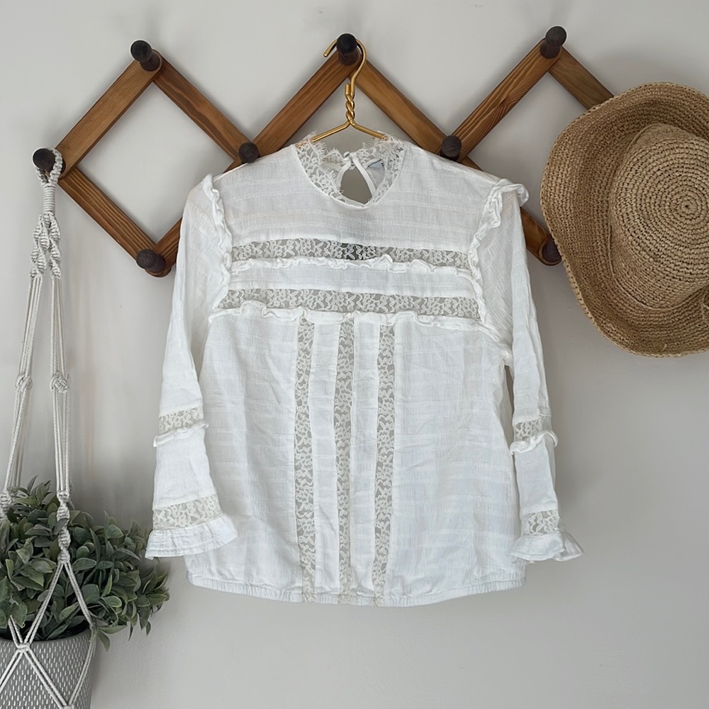 NWOT Express Boho High Neck Long Sleeve Lace Blouse